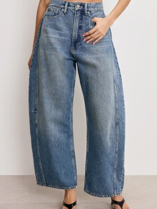 Good American Denim - NWT Good American Good Extreme Barrel Jeans High Rise Wide Loose Indigo Sz 6/28